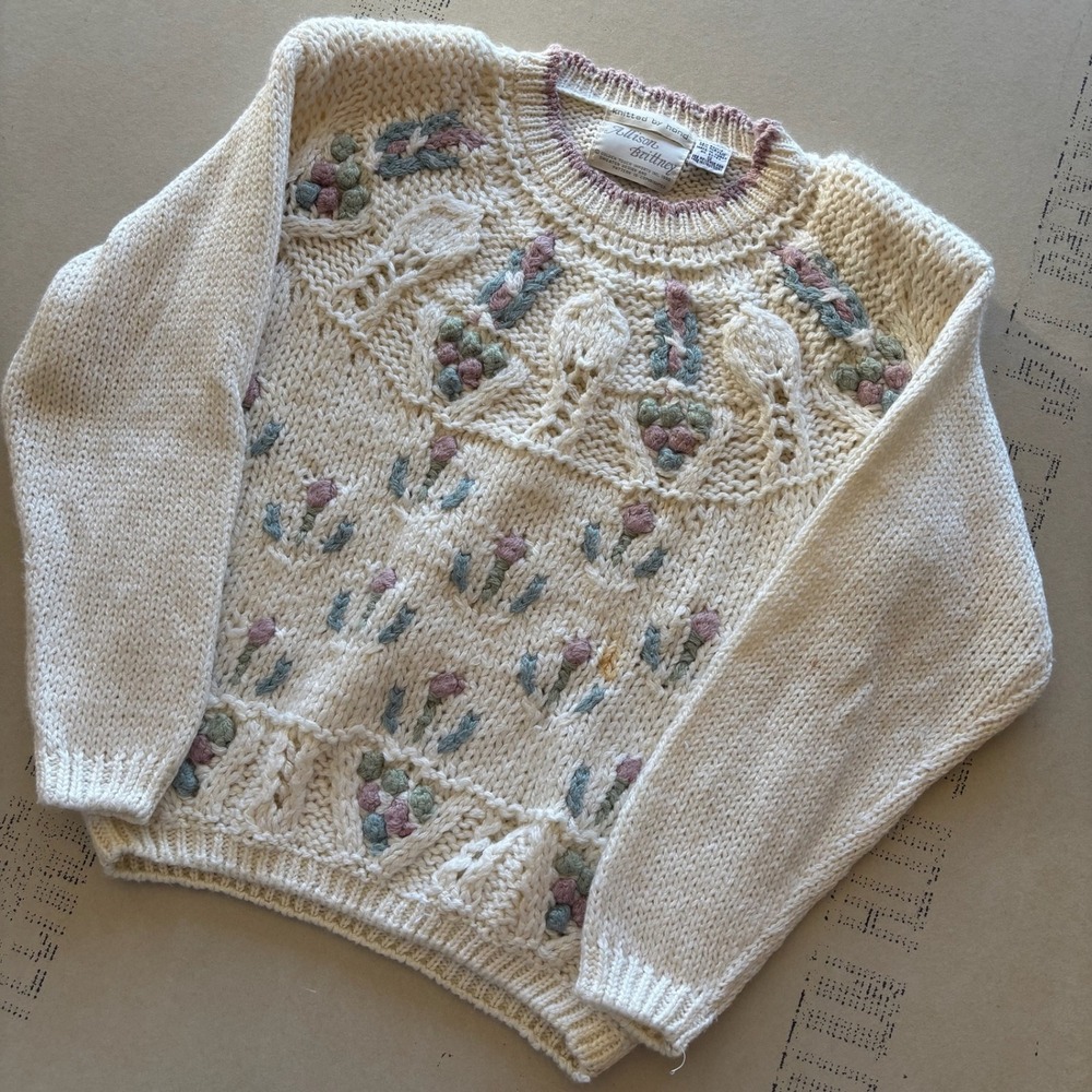 Vintage 90s Allison Brittney Floral Knit Sweater